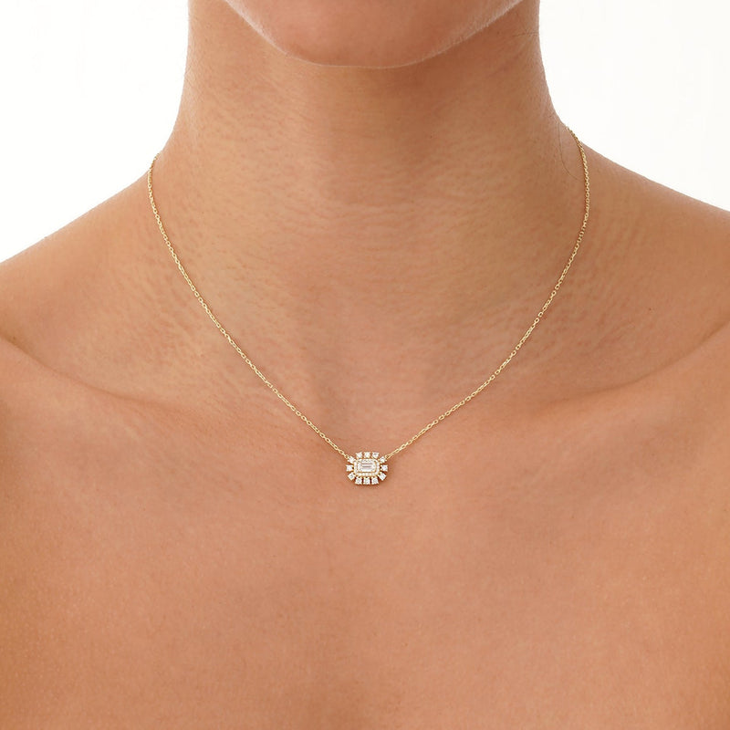 Lab Grown Emerald Cut Diamond Pendant, Isaniel