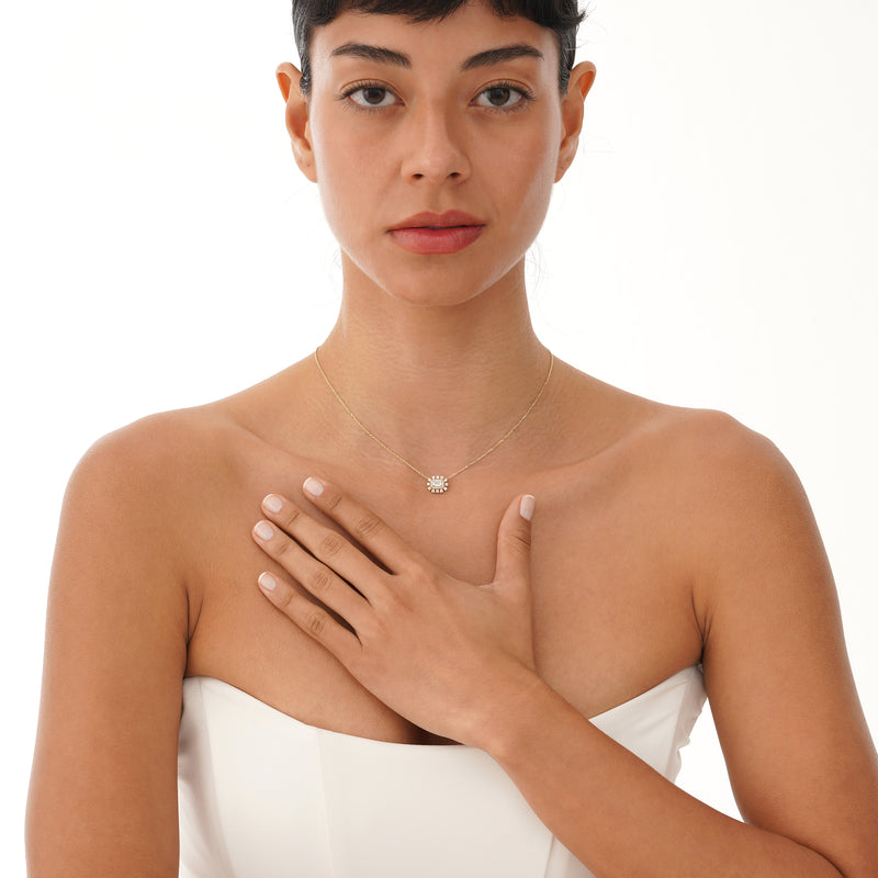 Lab Grown Emerald Cut Diamond Pendant, Isaniel