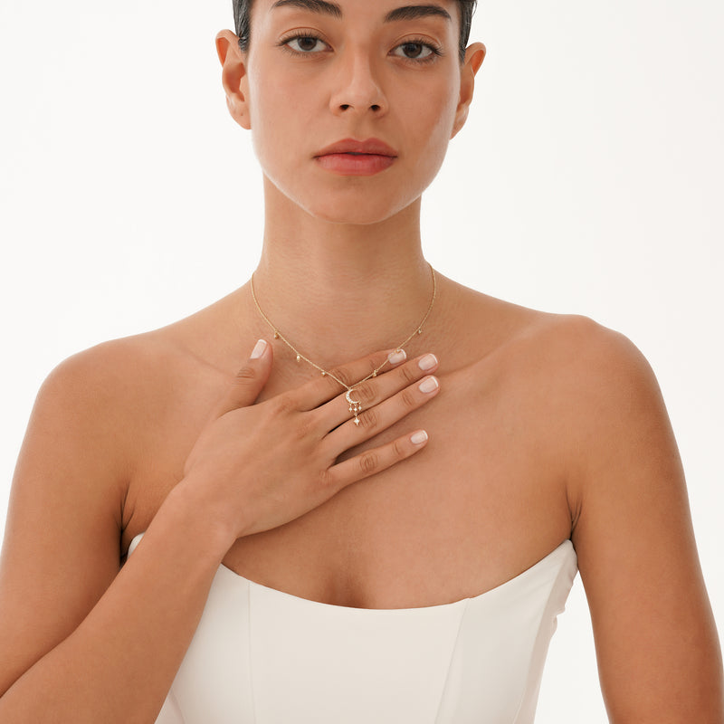 Gold Moon and Stars Diamond Necklace, Isby