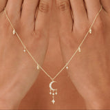 Gold Moon and Stars Diamond Necklace, Isby