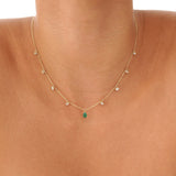 Natural Emerald and Lab Grown Diamond Necklace, Evareth