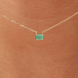 Solid Gold Emerald Oval Necklace, Loa