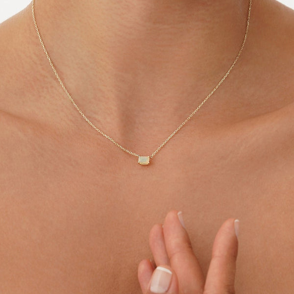 Emerald Cut Opal Necklace, Lexa
