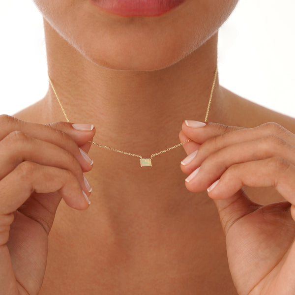 Emerald Cut Opal Necklace, Lexa