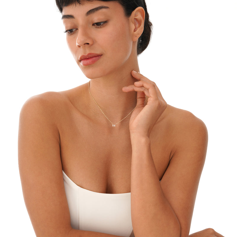 Emerald Cut Morganite Necklace, Lexa