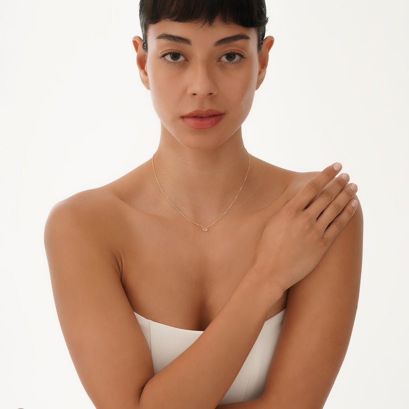 Solid Gold Rose Quartz Oval Necklace, Loa