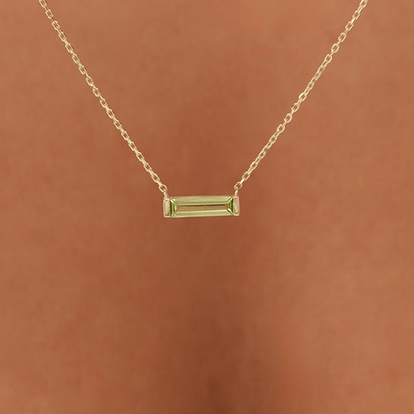 Natural Baguette Peridot Necklace, Vix