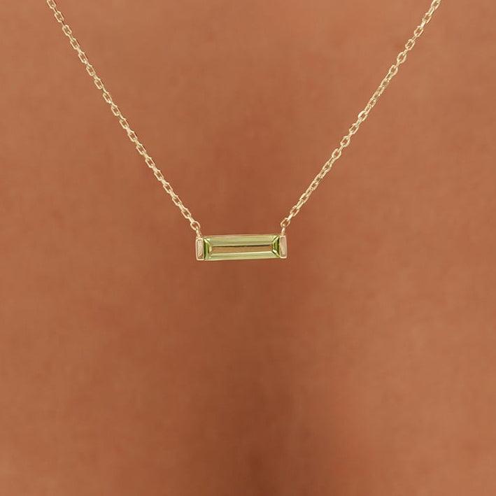 Natural Baguette Peridot Necklace, Vix