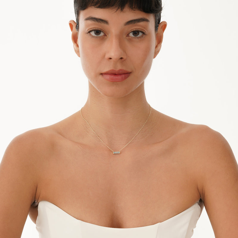 Natural Baguette Aquamarine Necklace, Vix