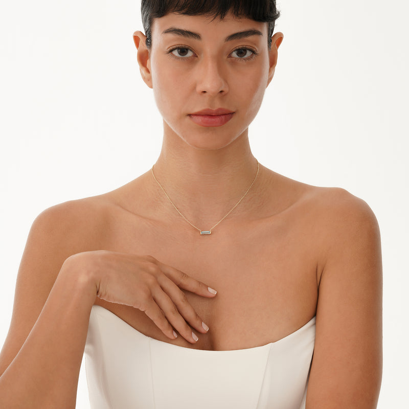 Natural Baguette Aquamarine Necklace, Vix