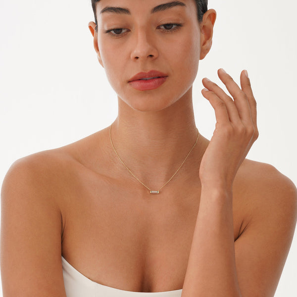 Natural Baguette Sky Blue Topaz Necklace, Vix