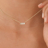 Natural Baguette Sky Blue Topaz Necklace, Vix