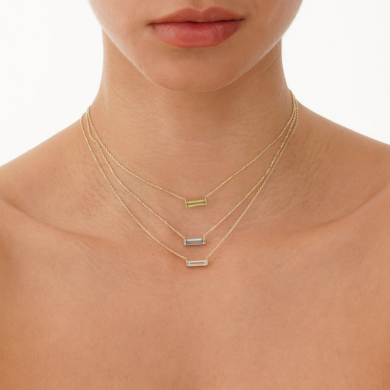 Natural Baguette Sky Blue Topaz Necklace, Vix