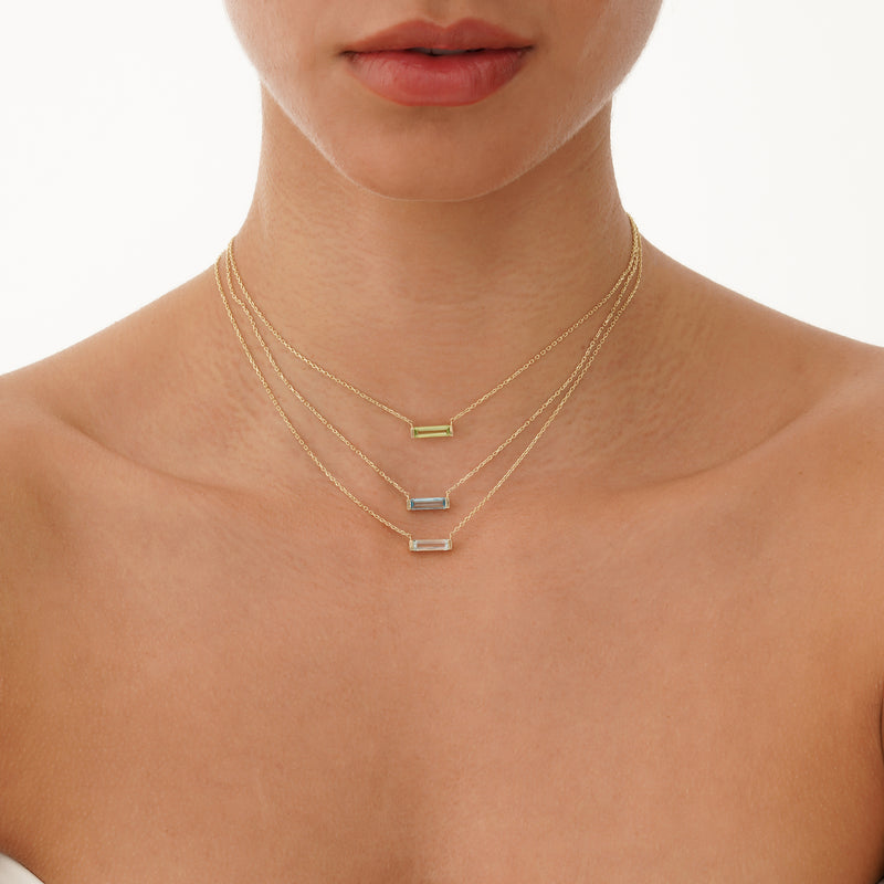 Natural Baguette Aquamarine Necklace, Vix