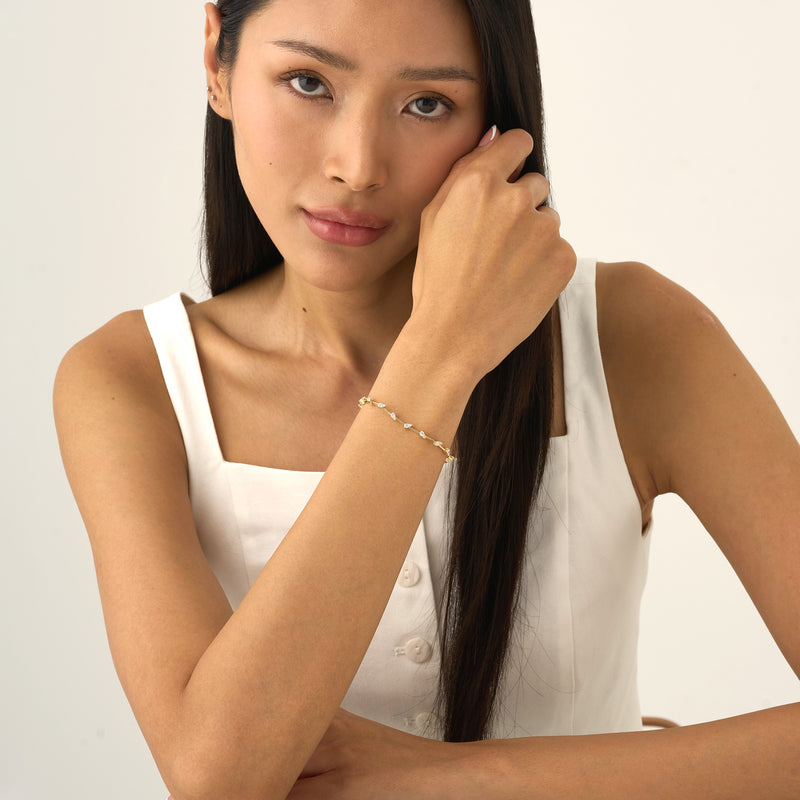 Zig Zag Diamond Station Bracelet,Bridal Shower Gift, Briseis
