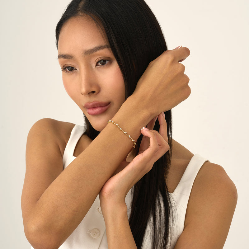 Zig Zag Diamond Station Bracelet,Bridal Shower Gift, Briseis