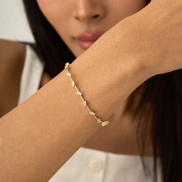Zig Zag Diamond Station Bracelet,Bridal Shower Gift, Briseis