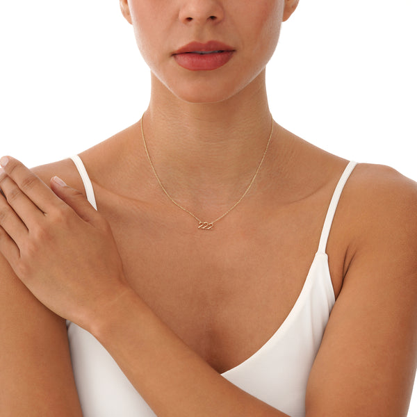 Gold Angel Number 222 Necklace, Nythara