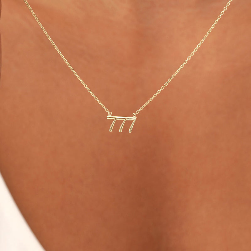 Gold Angel Number 777 Charm, Nythara