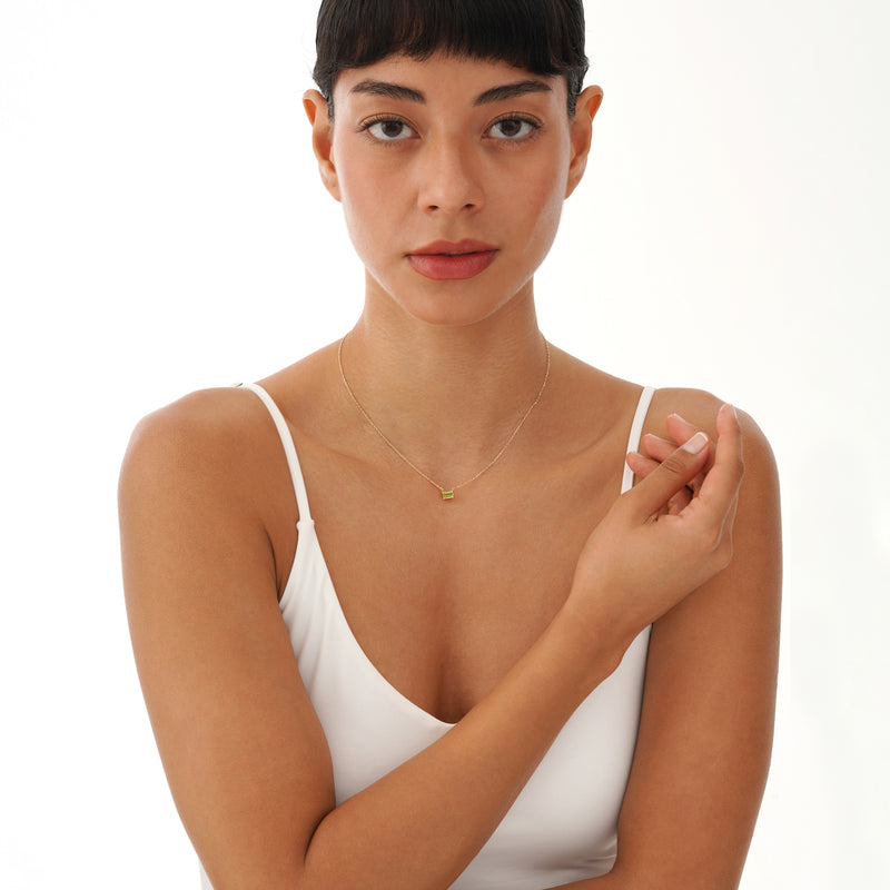 Emerald Cut Peridot Necklace, Lexa