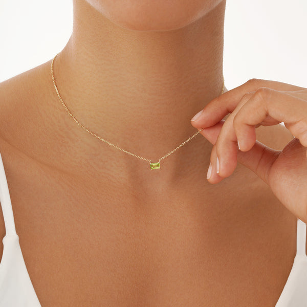 Emerald Cut Peridot Necklace, Lexa