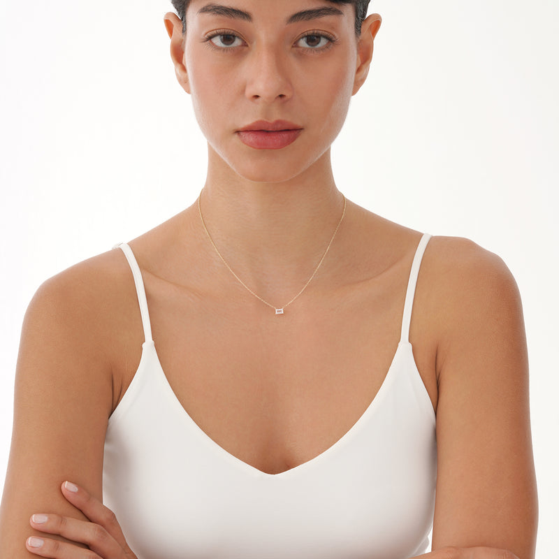 Emerald Cut Rose Quartz Necklace, Lexa