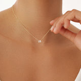 Emerald Cut Rose Quartz Necklace, Lexa