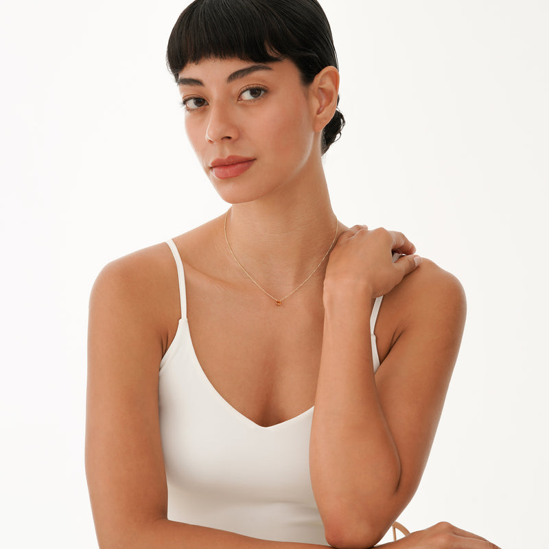 Solid Gold Citrine Oval Necklace, Loa