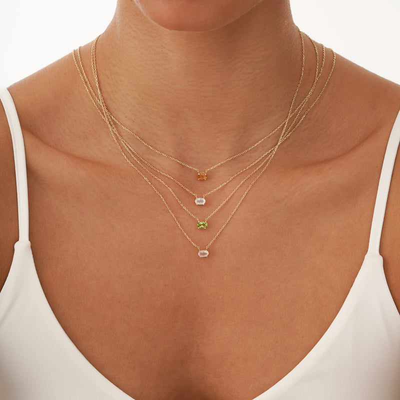 Solid Gold Citrine Oval Necklace, Loa