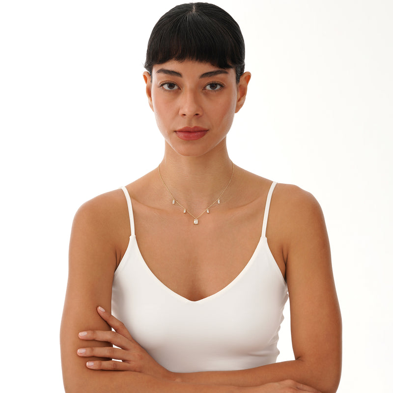 Baguette Diamond Dangle Necklace, Roux