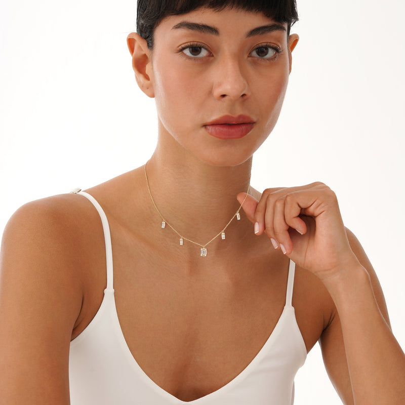Baguette Diamond Dangle Necklace, Roux