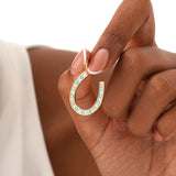 Horseshoe Charm, Turquoise and Lab Grown Diamond Pendant, Zanitha