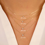 solid gold Prong Set Diamond Necklace in multiple Sizes