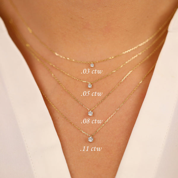 Prong Set Diamond Necklace Sizes