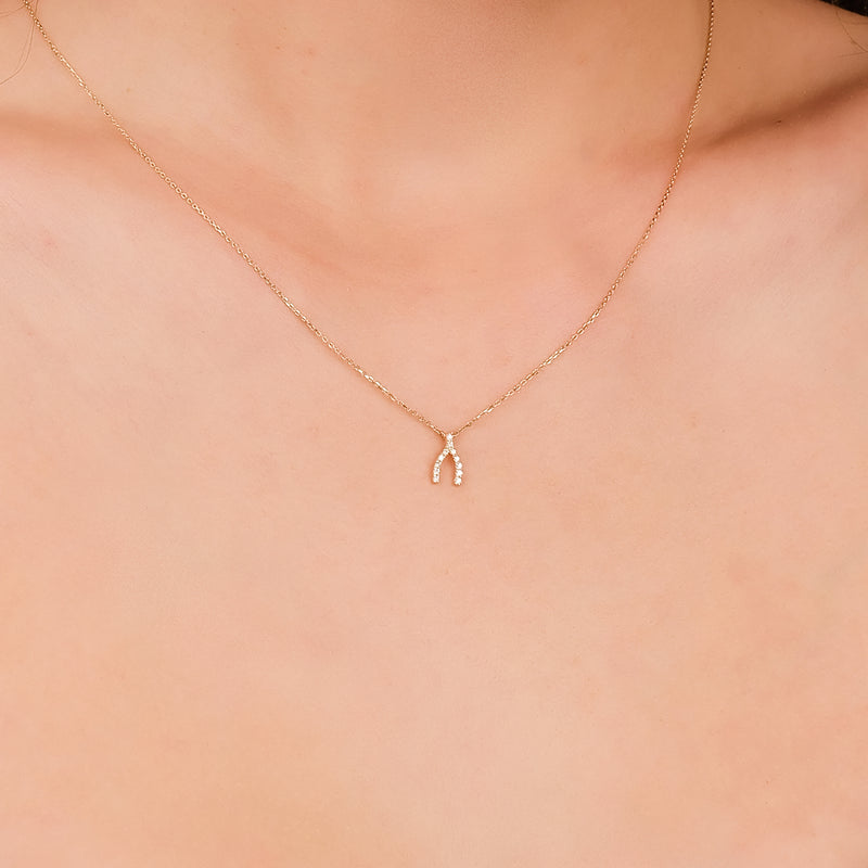 minimal design wish bone necklace