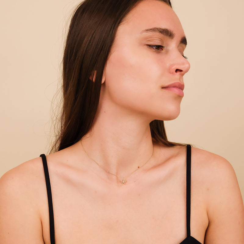 Petite Single Diamond in a Star Pendant Necklace, Skylar