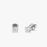 Simplistic Natural diamond handmade earring studs in solid 14k white gold.