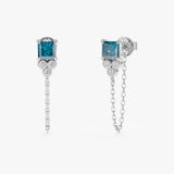 Blue Topaz Chain Earrings, Zeloria
