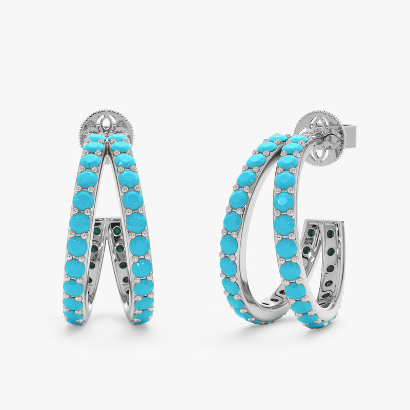 Turquoise Split Hoop Earrings, Elarion