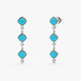Turquoise and Lab Grown Diamond Drop Earrings, Ziranya