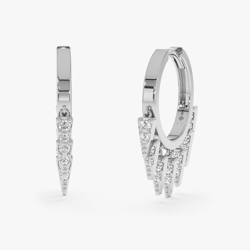 Diamond Dangle Huggie Hoop Earrings, Zephania
