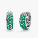 Wide Emerald Huggie Hoop Earrings, Azrielle