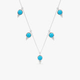 Turquoise and Lab Grown Diamond Drop Necklace, Isantha