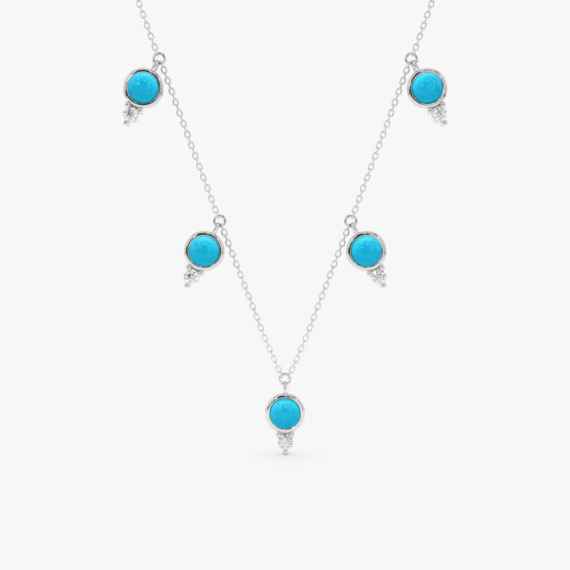 Turquoise and Lab Grown Diamond Drop Necklace, Isantha