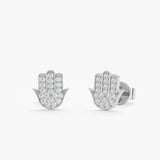 Solid Gold Natural Diamond Hamsa Stud Earrings, Heidi