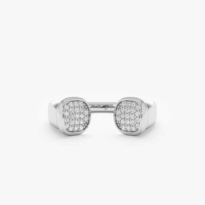 Square Pave Diamond Open Ring, Anthea