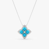Turquoise & Lab Grown Diamond Clover Necklace, Elowith