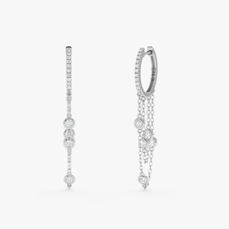 Diamond Chain Drop Huggies, Kenzie