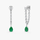 Natural Emerald and Lab Grown Diamond Chain Earring, Thalara