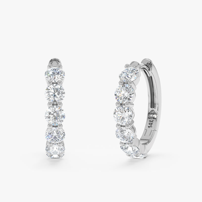 Solid Gold Prong Set Hoops, Orinthia